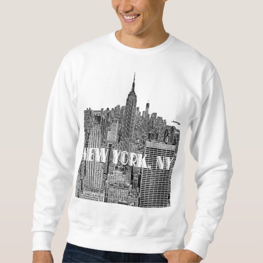 NYC Gegraveerde Uitzicht Skyline Van Bovenaf Trui (Voorkant)