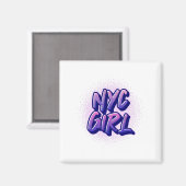 NYC Girl Graffiti Style Magneet (Voorkant / Achterkant)