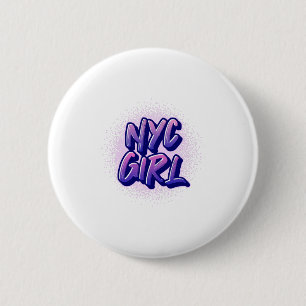 NYC Girl Graffiti Style Ronde Button 5,7 Cm