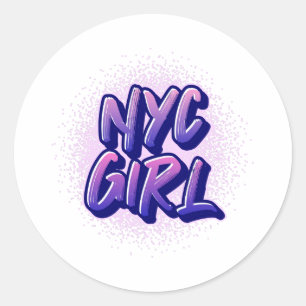 NYC Girl Graffiti Style Ronde Sticker