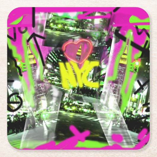 NYC-graffiti kunst Empire State stadsgezicht mondm Kartonnen Onderzetters (Voorkant)