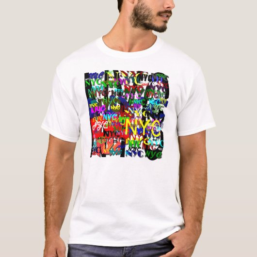 NYC Graffiti Mannen White Large Basic T-Shirt (Voorkant)