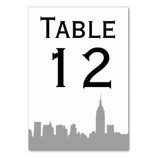 NYC grijs skyline silhouet tafel nummer Kaart (Achterkant)