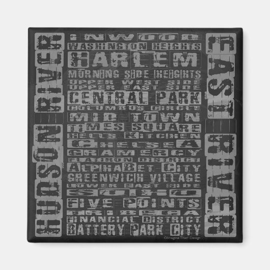 NYC Groeit grijs Magneet (Voorkant)