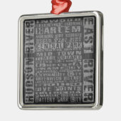 NYC Groeit grijs Metalen Ornament (Links)