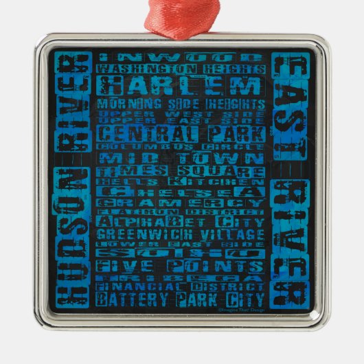 NYC-groepen blauw Metalen Ornament (Voorkant)