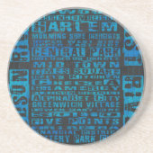 NYC-groepen blauw Zandsteen Onderzetter (Voorkant)