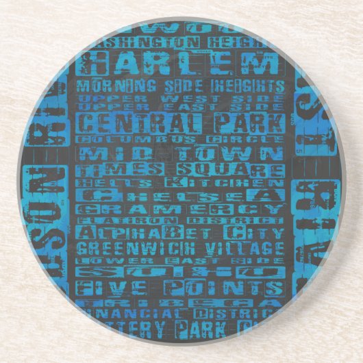 NYC-groepen blauw Zandsteen Onderzetter (Voorkant)