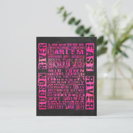 NYC-groepen Hot Pink Briefkaart (Staand voorkant)