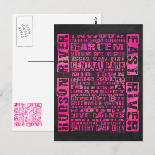 NYC-groepen Hot Pink Briefkaart (Voorkant / Achterkant)