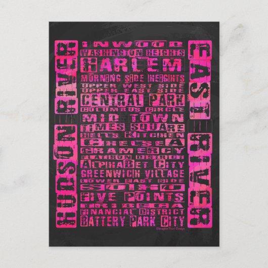 NYC-groepen Hot Pink Briefkaart (Voorkant)