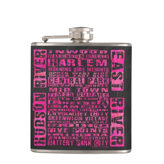 NYC-groepen Hot Pink Heupfles (Voorkant)