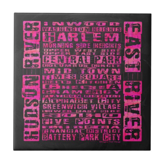 NYC-groepen Hot Pink Tegeltje (Voorkant)