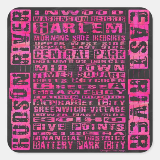 NYC-groepen Hot Pink Vierkante Sticker (Voorkant)
