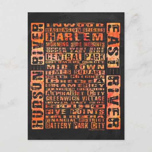 NYC Groepen Sinaasappel Briefkaart (Voorkant)