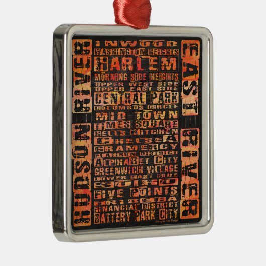 NYC Groepen Sinaasappel Metalen Ornament (Rechts)