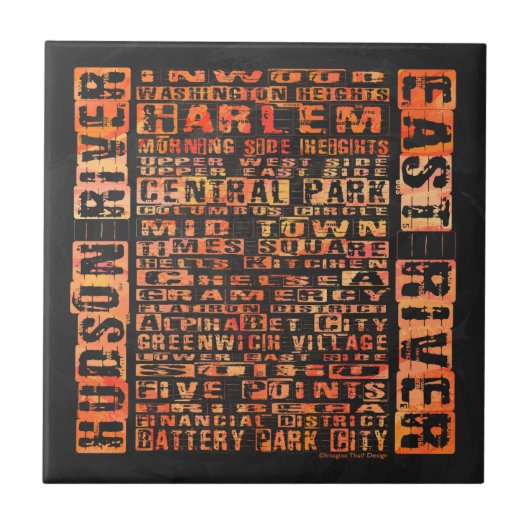 NYC Groepen Sinaasappel Tegeltje (Voorkant)