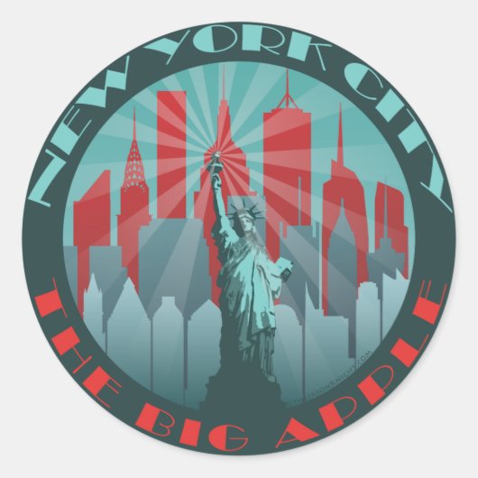 NYC Grote Apple Ronde Ronde Sticker (Voorkant)