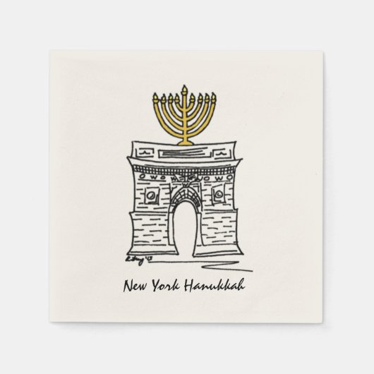NYC Hanukkah Washington Square Arch Menorah Servet (Voorkant)