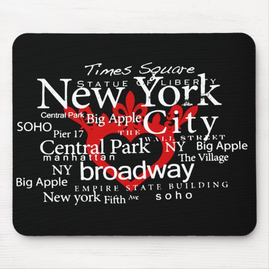 NYC in mijn Heart Mousepad Muismat (Voorkant)