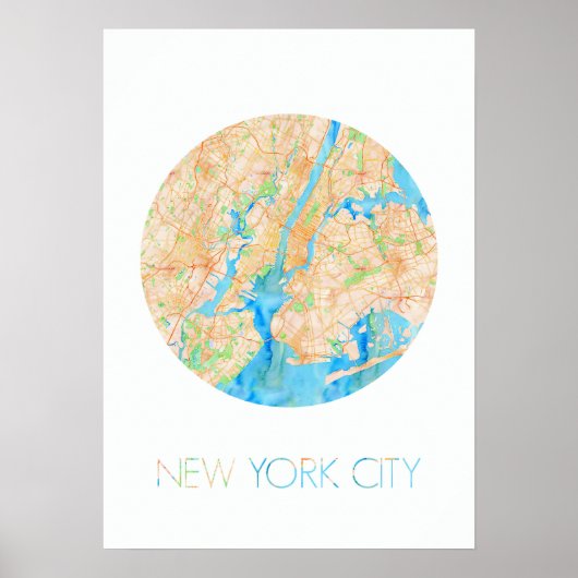 NYC in Waterverf Poster (Voorkant)