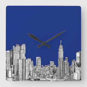 NYC inktkoninklijk blauw Vierkante Klok