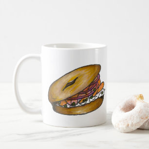 NYC Jewish Deli Bagel Cream Cheese Lox Onion Caper Koffiemok