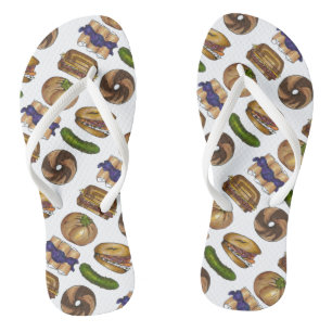 NYC Jewish Deli Foods Bagel Blintz Knish Pickle Teenslippers