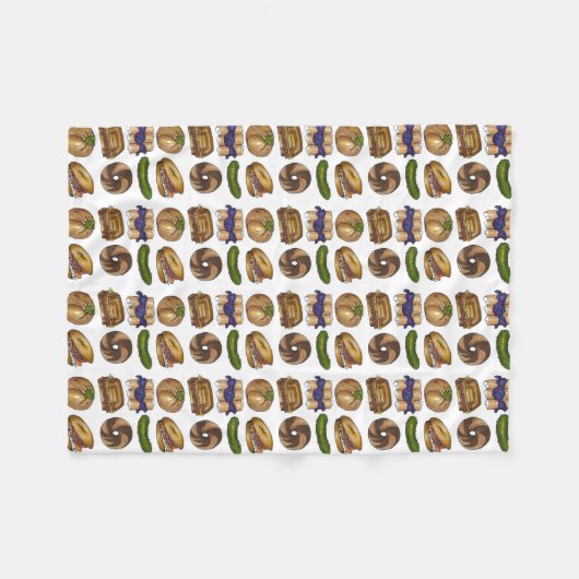 NYC Jewish Deli Foods Bagel Reuben Blintz Knish Fleece Deken (Voorkant (Horizontaal))