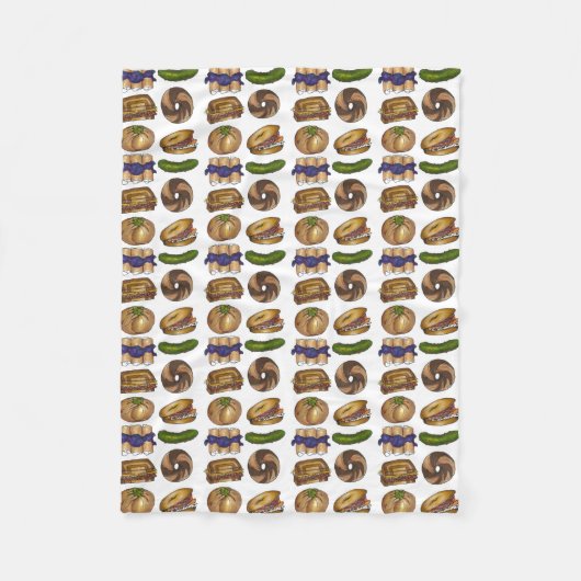 NYC Jewish Deli Foods Bagel Reuben Blintz Knish Fleece Deken (Voorkant)