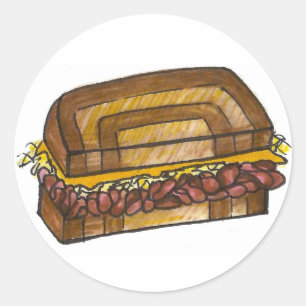 NYC Jewish Deli Reuben Corned Beef Sandwich Foodie Ronde Sticker