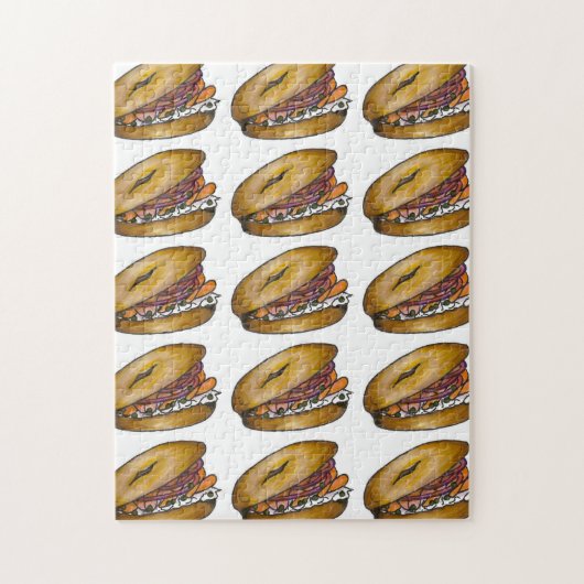 NYC Joodse Deli Bagel Capers Lox Cream Cheese Legpuzzel (Verticaal)