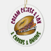 NYC Joodse Deli Nova Bagel Lox Capers Cream Cheese Keramisch Ornament (Links)