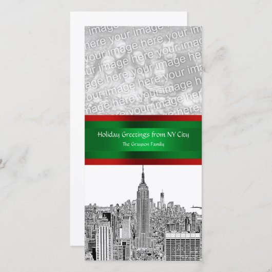 NYC Kerst geëtste ESB Silhouet, Uw Foto Feestdagenkaart (Voorkant / Achterkant)