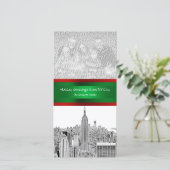 NYC Kerst geëtste ESB Silhouet, Uw Foto Feestdagenkaart (Staand voorkant)