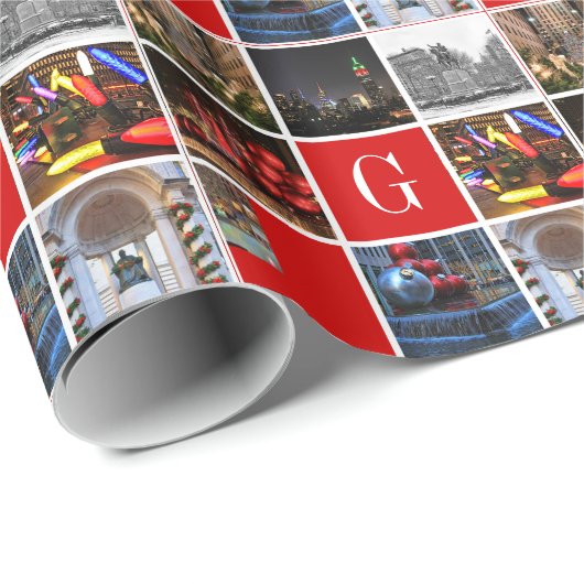 NYC-kerstcollage Cadeaupapier (Rol Hoek)