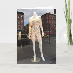 NYC Kerstlichten Winkelraam Mannequin Foto Feestdagen Kaart