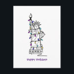 NYC Kerstmis Hanukkah Vrijheidsfeestdag Feestdagenkaart<br><div class="desc">Briefkaart heeft een originele markeerillustratie van een klassieke NYC-bezienswaardigheid "verkleed" voor het vakantieseizoen. Perfect voor het verzenden van Kerstmis of Chanoeka groeten! Zie je niet wat je zoekt? Hulp nodig bij maatwerk? Neem contact op met Rebecca om iets speciaal voor jou te laten ontwerpen.</div>