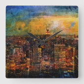 NYC-kleurendruk Vierkante Klok (Voorkant)