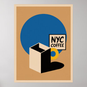 NYC koffiecultuur Manhattan modern minimalistische Poster