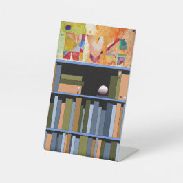 NYC Kunst en Boeken Reclamebord Met Voetstuk