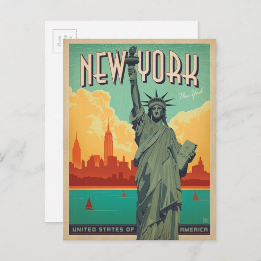 NYC - Lady Liberty Briefkaart (Voorkant / Achterkant)