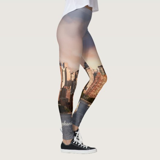 NYC Lager Manhattan Skyline met Gepersonaliseerde Leggings (Rechts)
