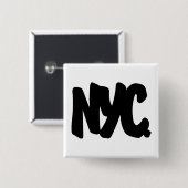 NYC-letters Vierkante Button 5,1 Cm (Voorkant /achterkant)