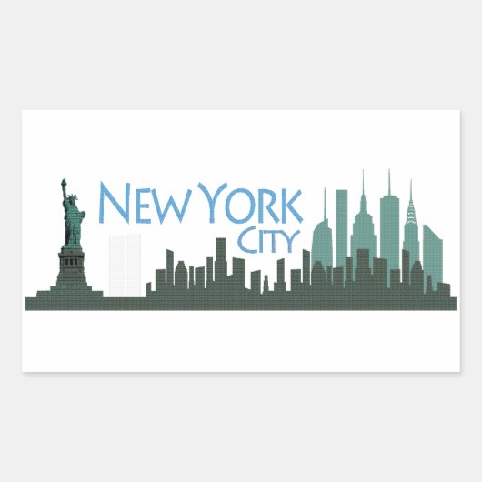 NYC Liberty Skyline Rechthoekige Sticker (Voorkant)