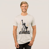 Nyc Liberty-standbeeld Manhattan Heren Hoge Kwalit Tri-Blend Shirt (Voorkant volledig)