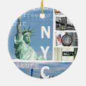 Nyc Liberty Statue Brooklyn Bridge New York City Keramisch Ornament (Achterkant)