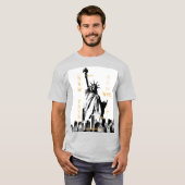 NYC Liberty Statue New York Mannen Ash Grey Trendy T-shirt (Voorkant volledig)