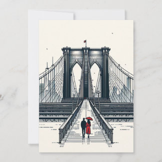 NYC Liefdesvibe - Moderne Brooklyn Bridge Valentij Feestdagenkaart