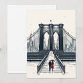 NYC Liefdesvibes - Moderne Brooklyn Bridge Valenti Feestdagenkaart (Voorkant / Achterkant)